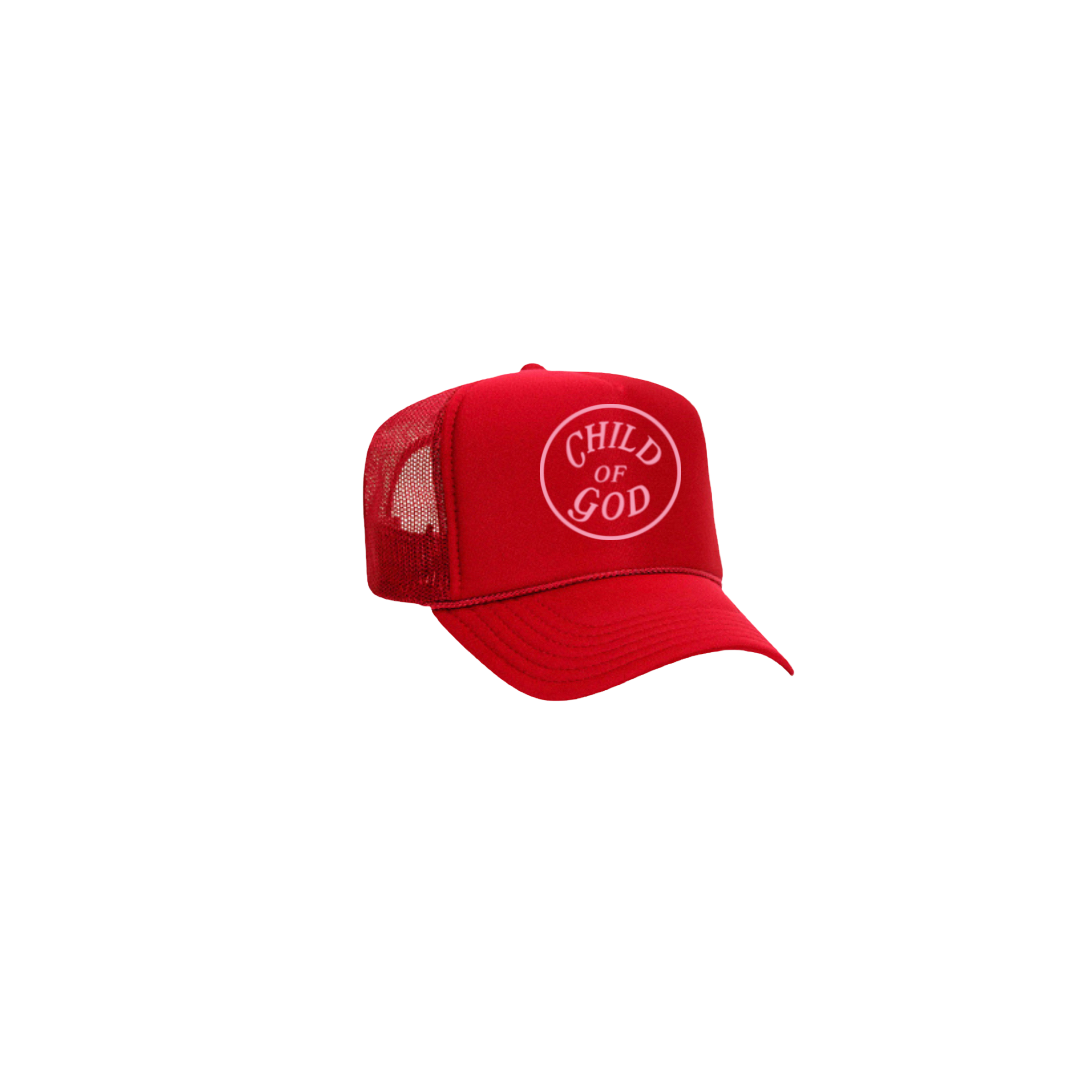 Child of God Trucker Hat Red w/ Pink